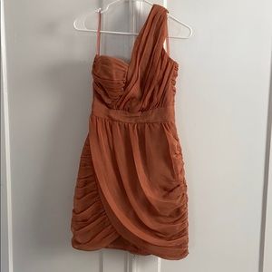 H&M Rust colored one shoulder dress